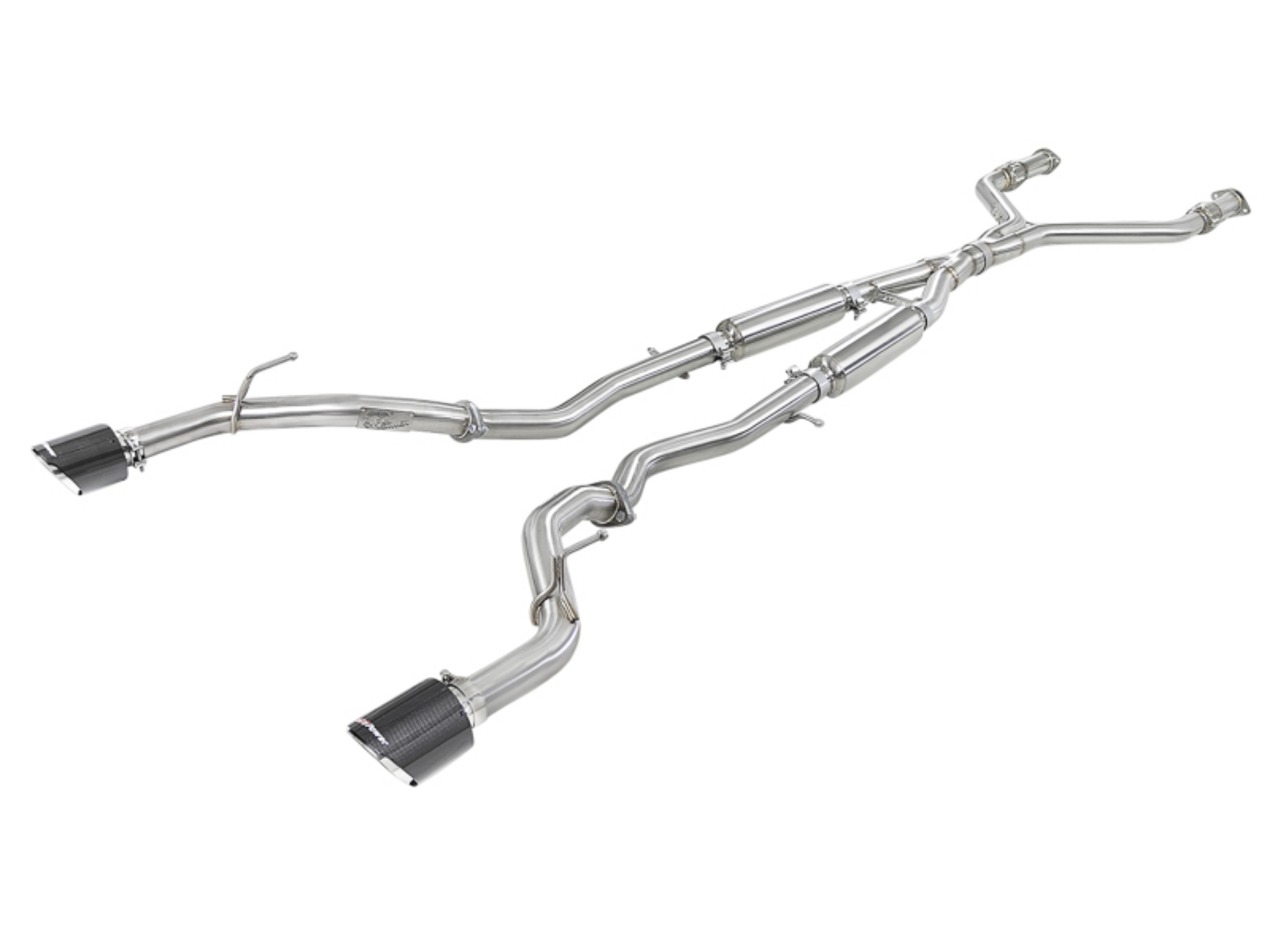 Picture of aFe POWER Takeda 2-5in 304 SS CB Exhaust w- Carbon Fiber Tips 17-19 Infiniti Q60 V6-3-0L tt