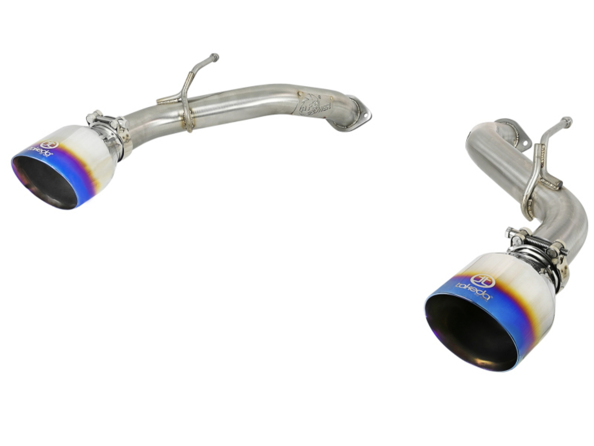 Picture of aFe POWER Takeda 2-5in 304 SS Axle-Back Exhaust w- Blue Flame Tips 17-19 Infiniti Q60 V6-3-0L tt
