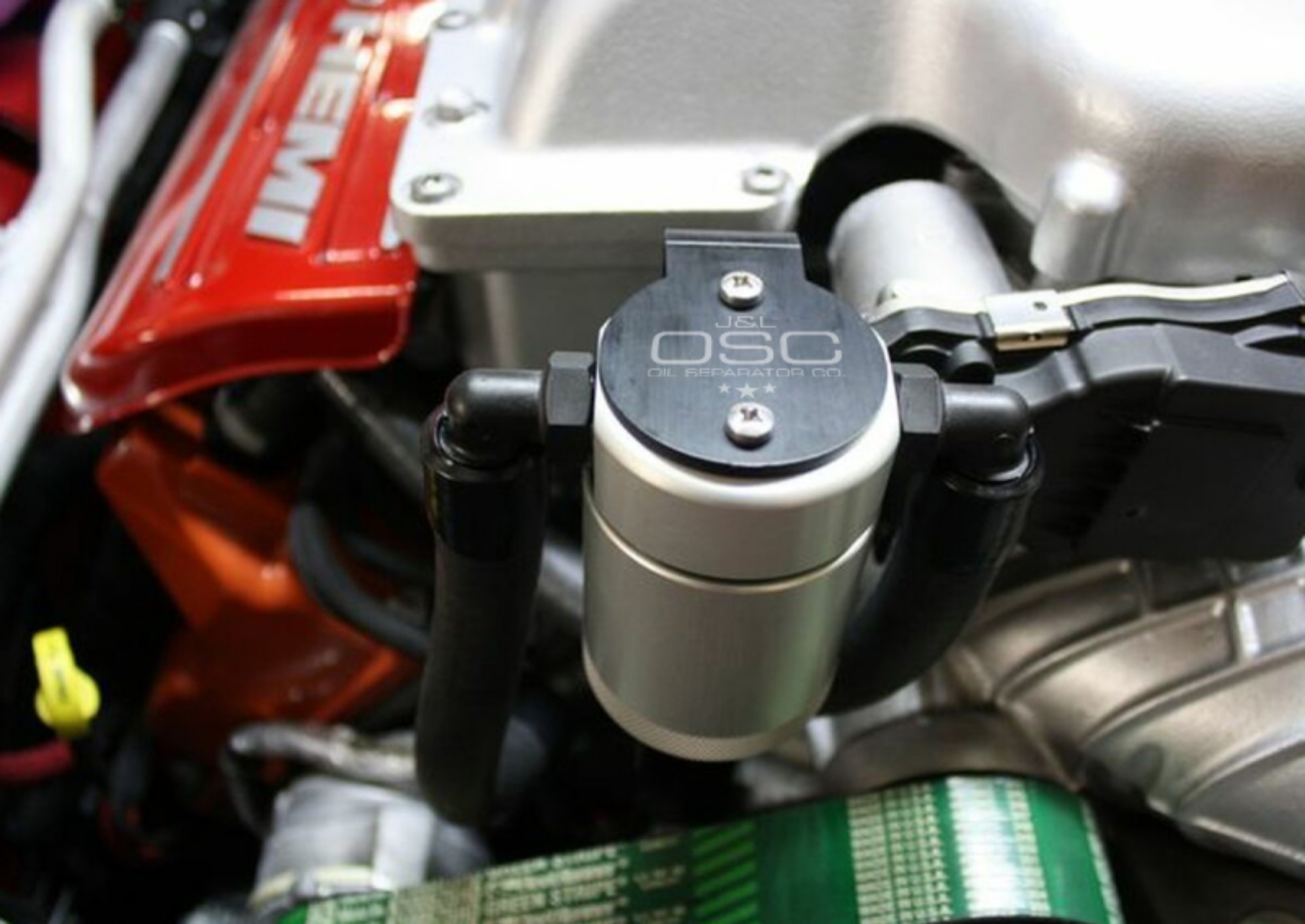 Picture of J&L 15-25 Dodge Hellcat-Demon 6-2L Hemi Passenger Side Oil Separator 3-0 - Clear Anodized
