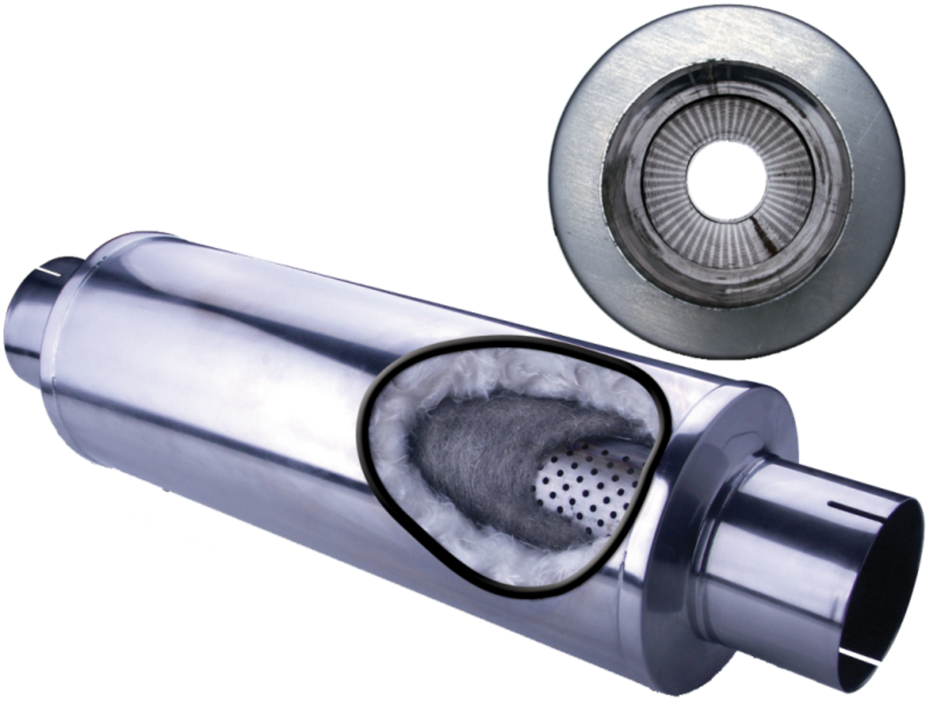 Picture of Diamond Eye MFLR 5inID SGL IN-SGL OUT 7inDIA X 24in BODY 30in LENGTH LOUVERED SLOTTED ENDS 409 SS
