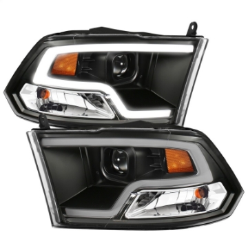 Picture of ANZO 09-18 Dodge Ram 1500 Plank Style Projector Headlights Black w- Halo