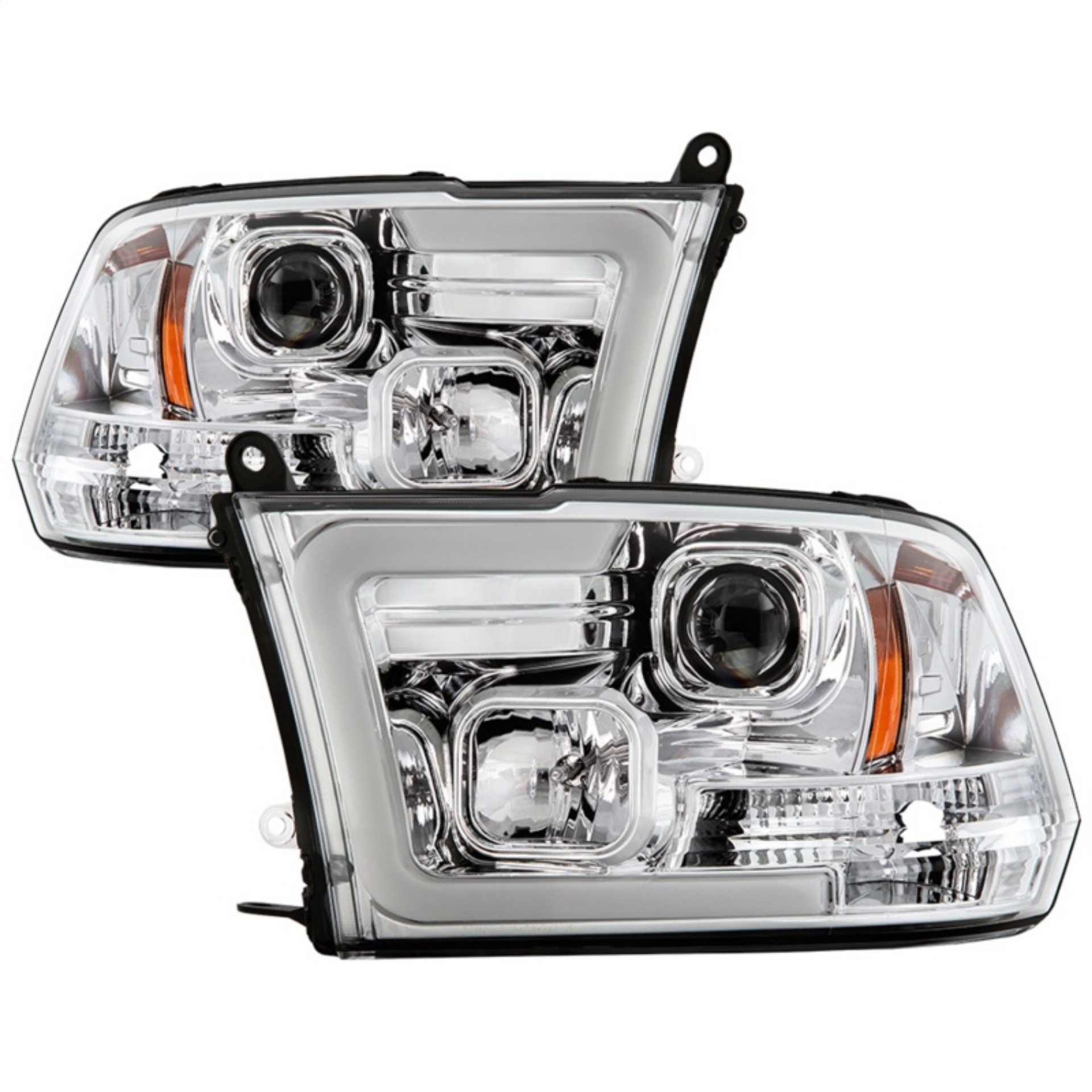 Picture of Spyder 09-16 Dodge Ram 1500 Ver 2 Proj Headlight - Light Bar Turn Signal - Chro - PRO-YD-DR09V2-SB-C