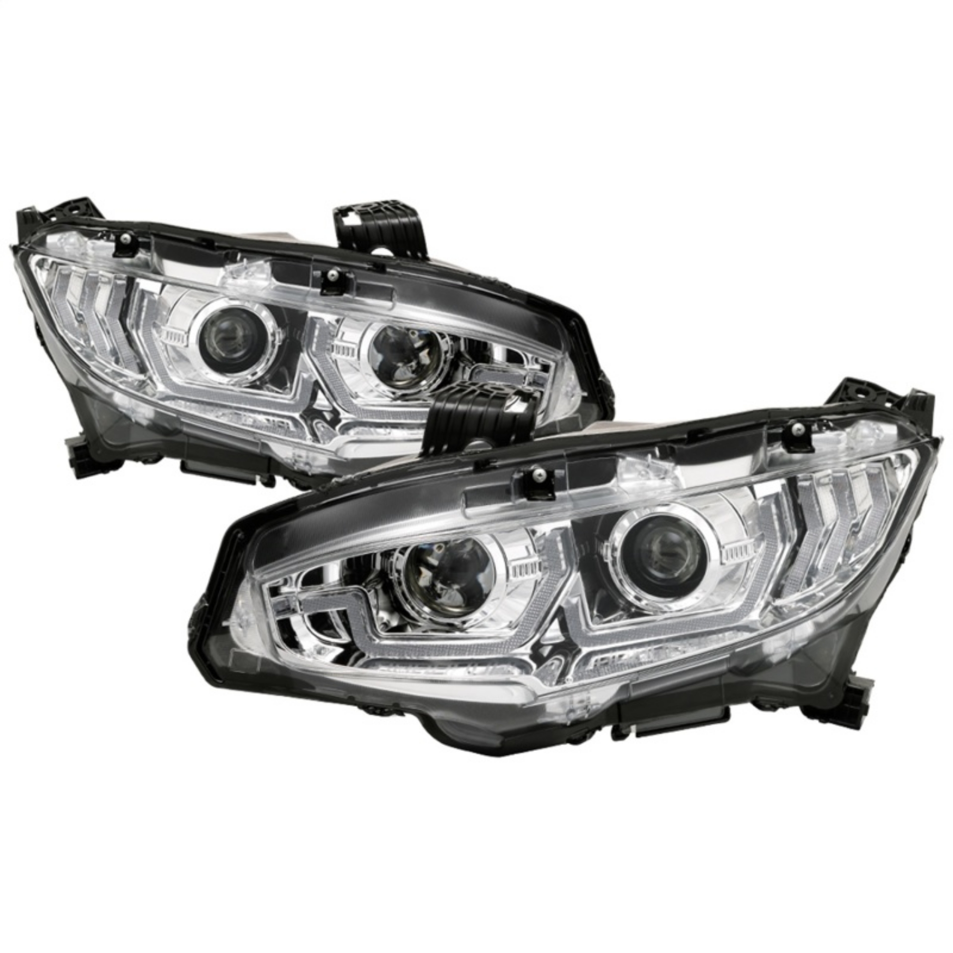 Picture of Spyder 16-18 Honda Civic 4Dr w-LED Seq Turn Sig Lights Proj Headlight - Chrome - PRO-YD-HC16-SEQ-C
