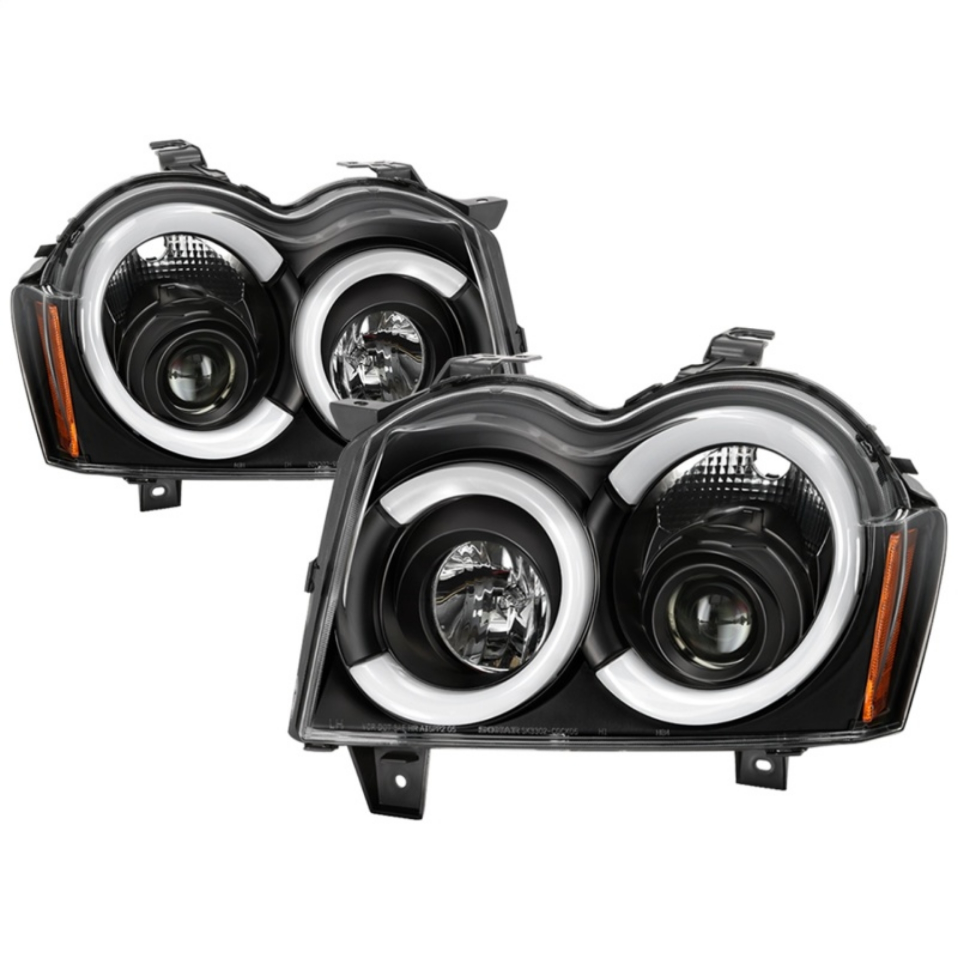 Picture of Spyder 05-07 Jeep Grand Cherokee - Light Bar Projector Headlights - Black - PRO-YD-JGC05V2-LB-BK