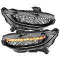 Picture of ANZO 16-17 Honda Civic Projector Headlights Plank Style Black w-Amber-Sequential Turn Signal