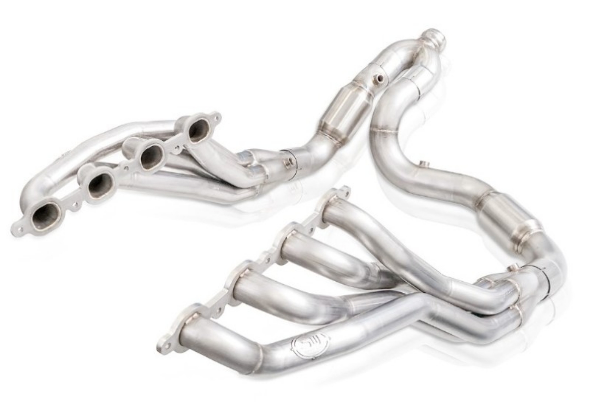 Picture of Stainless Works 2019+ Chevrolet Silverado 5-3L Catted Headers 1-7-8in Primaries 3in Leads Y-Pipe