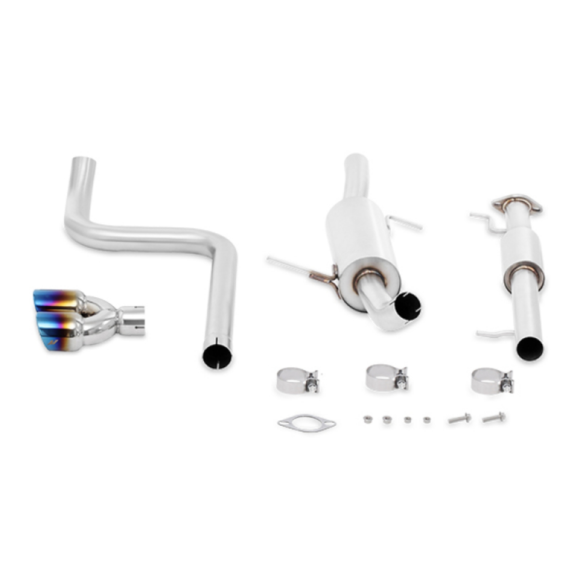 Picture of Mishimoto 14-16 Ford Fiesta ST 1-6L 2-5in Stainless Steel Resonated Cat-Back Exhaust w- Burnt Ti