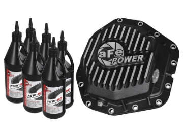 Picture of aFe Power Rear Diff Cover Black w-Machined Fins 17-19 Ford 6-7L td Dana M300-14 Dually w- Oil