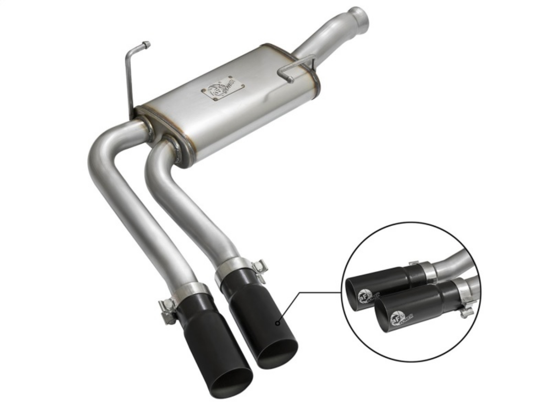 Picture of aFe Rebel Series CB Middle-Side Exit SS Exhaust w- Black Tips 09-16 GM Silverado-Sierra V6-V8