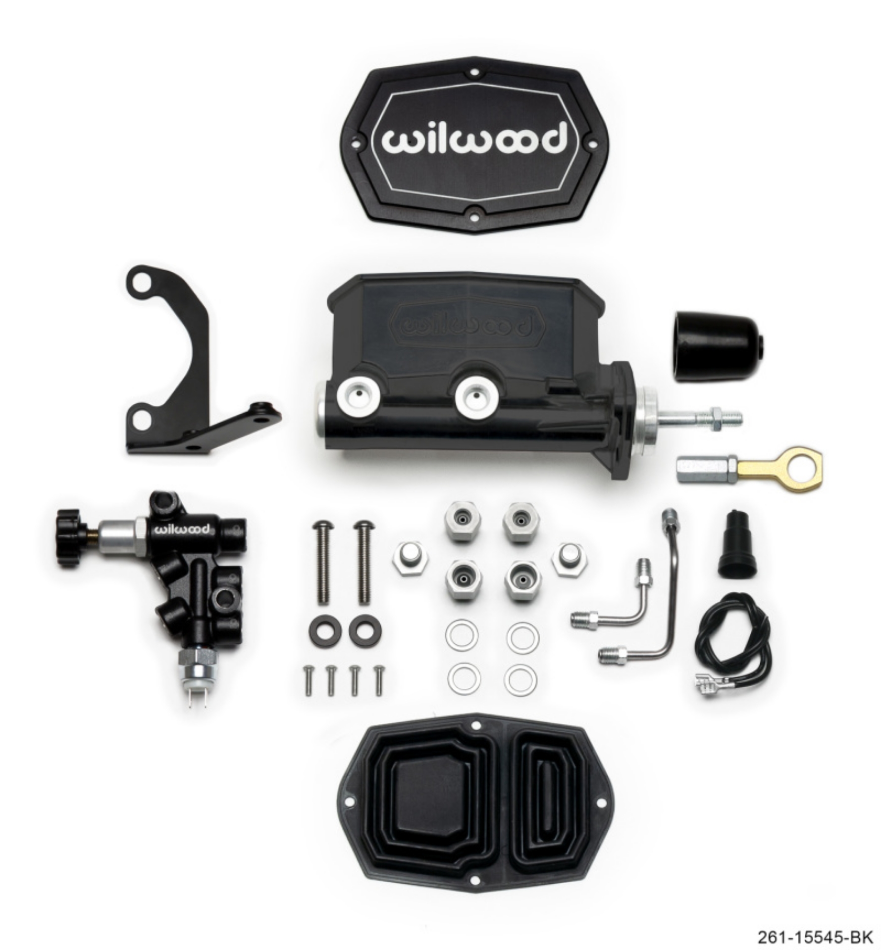 Picture of Wilwood Compact Tandem M-C - 1-12in Bore w-Bracket and Valve fits Mustang Pushrod - Black