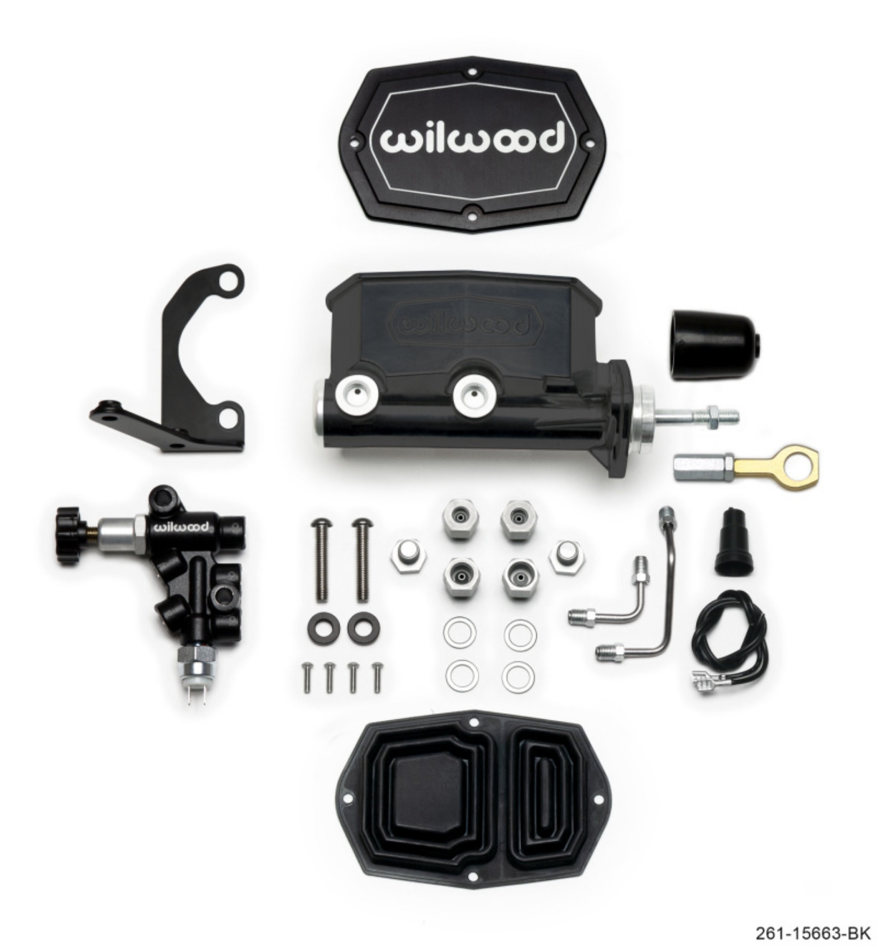 Picture of Wilwood Compact Tandem M-C - 7-8in Bore w-RH Bracket and Valve Mustang Pushrod - Black