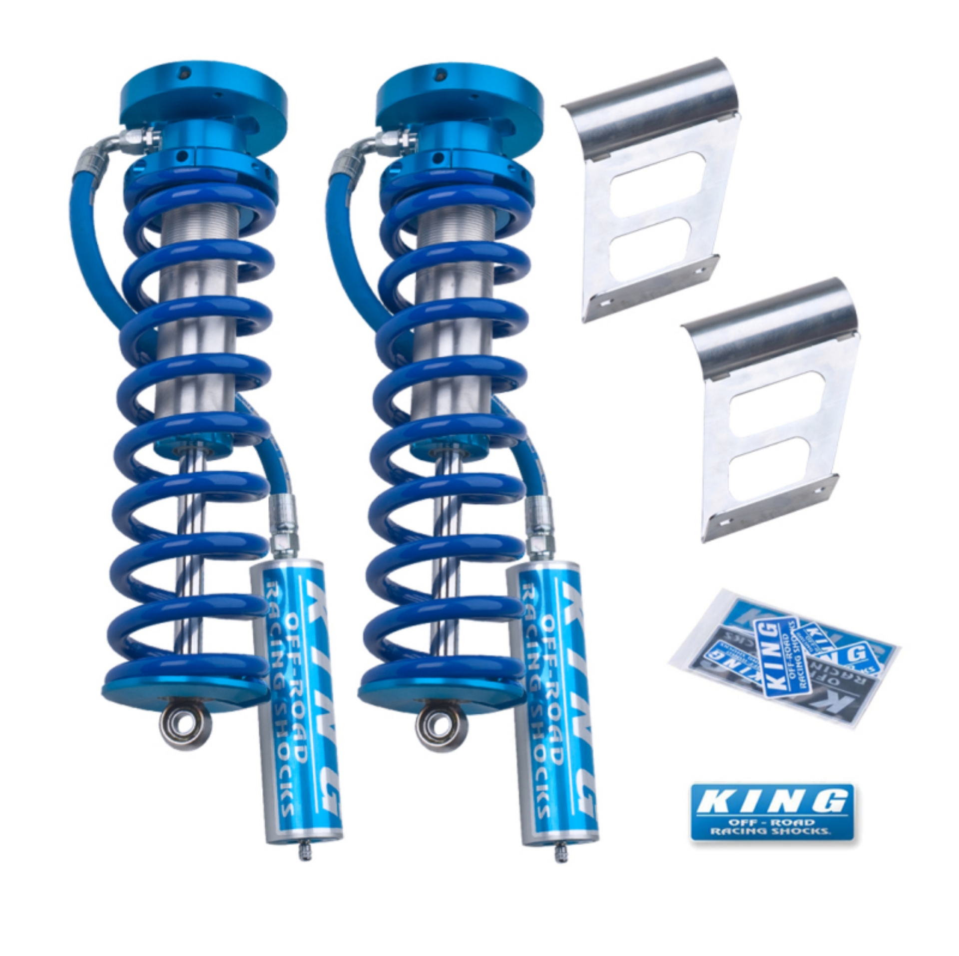 Picture of King Shocks 2005+ Ford F-250-F-350 4WD Front 2-5 Dia Remote Reservoir Coilover Conversion Pair