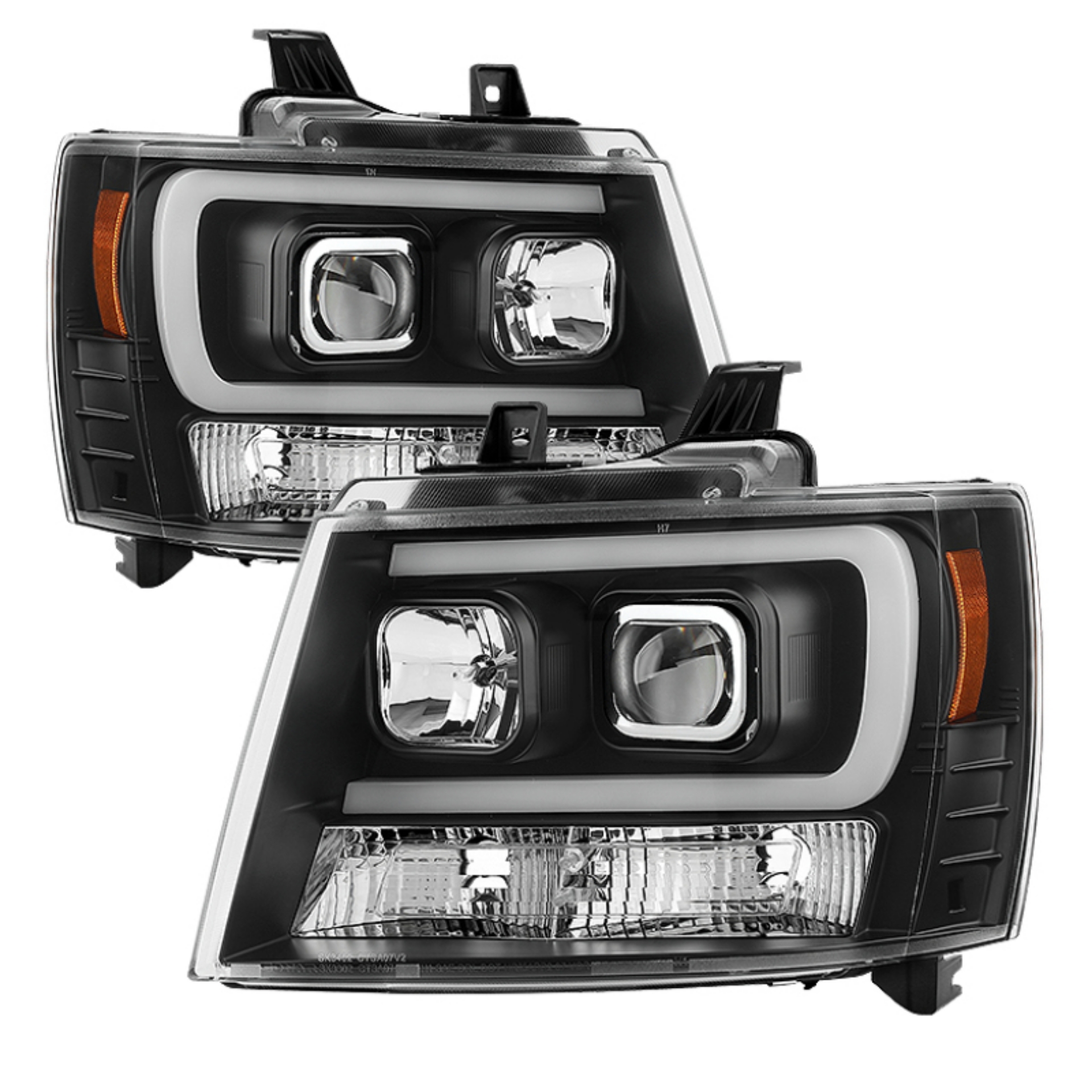 Picture of Spyder 07-14 Chevy Suburban-1500-2500-Tahoe V2 Projector Headlights Blk PRO-YD-CSUB07V2-DRL-BK