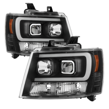Picture of Spyder 07-14 Chevy Suburban-1500-2500-Tahoe V2 Projector Headlights Blk PRO-YD-CSUB07V2-DRL-BK