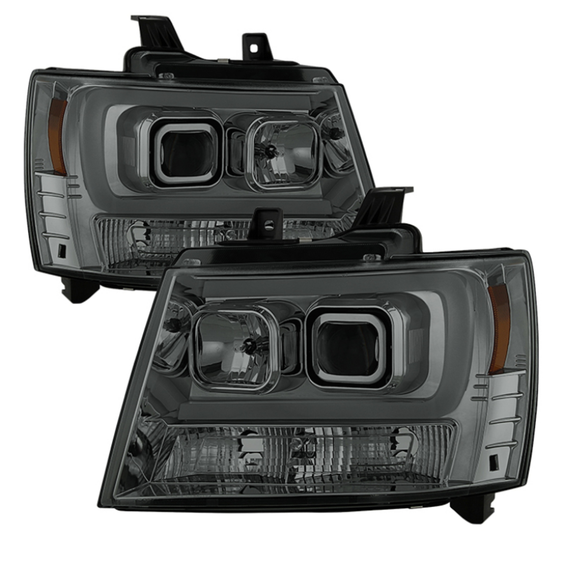 Picture of Spyder 07-14 Chevy Suburban-1500-2500-Tahoe V2 Projector Headlights Smoke PRO-YD-CSUB07V2-DRL-SM