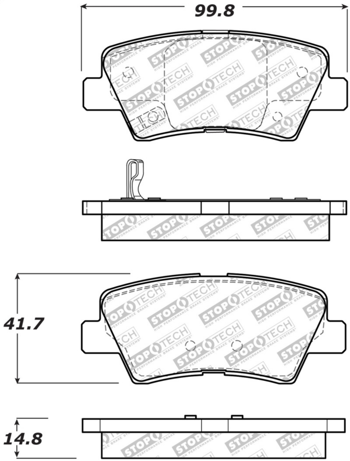 Picture of StopTech 09-15 Hyundai Sonata Street Select Rear Brake Pads