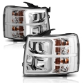 Picture of ANZO 07-13 Chevrolet Silverado 1500-2500-3500 Proj Headlights w- Plank Style Switchback Chrome w-Amb