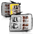 Picture of ANZO 07-13 Chevrolet Silverado 1500-2500-3500 Proj Headlights w- Plank Style Switchback Chrome w-Amb