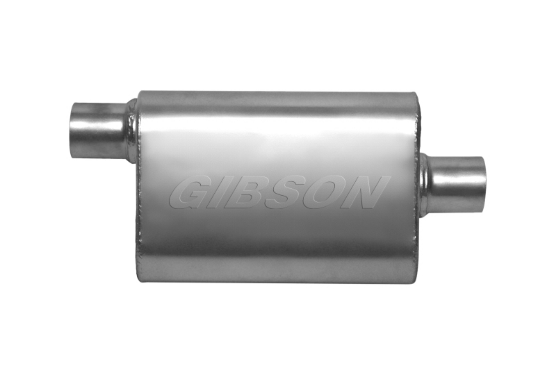 Picture of Gibson CFT Superflow Offset-Center Oval Muffler - 4x9x18in-2-5in Inlet-2-5in Outlet - Stainless