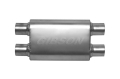 Picture of Gibson MWA Superflow Dual-Dual Oval Muffler - 4x9x14in-3in Inlet-3in Outlet - Stainless