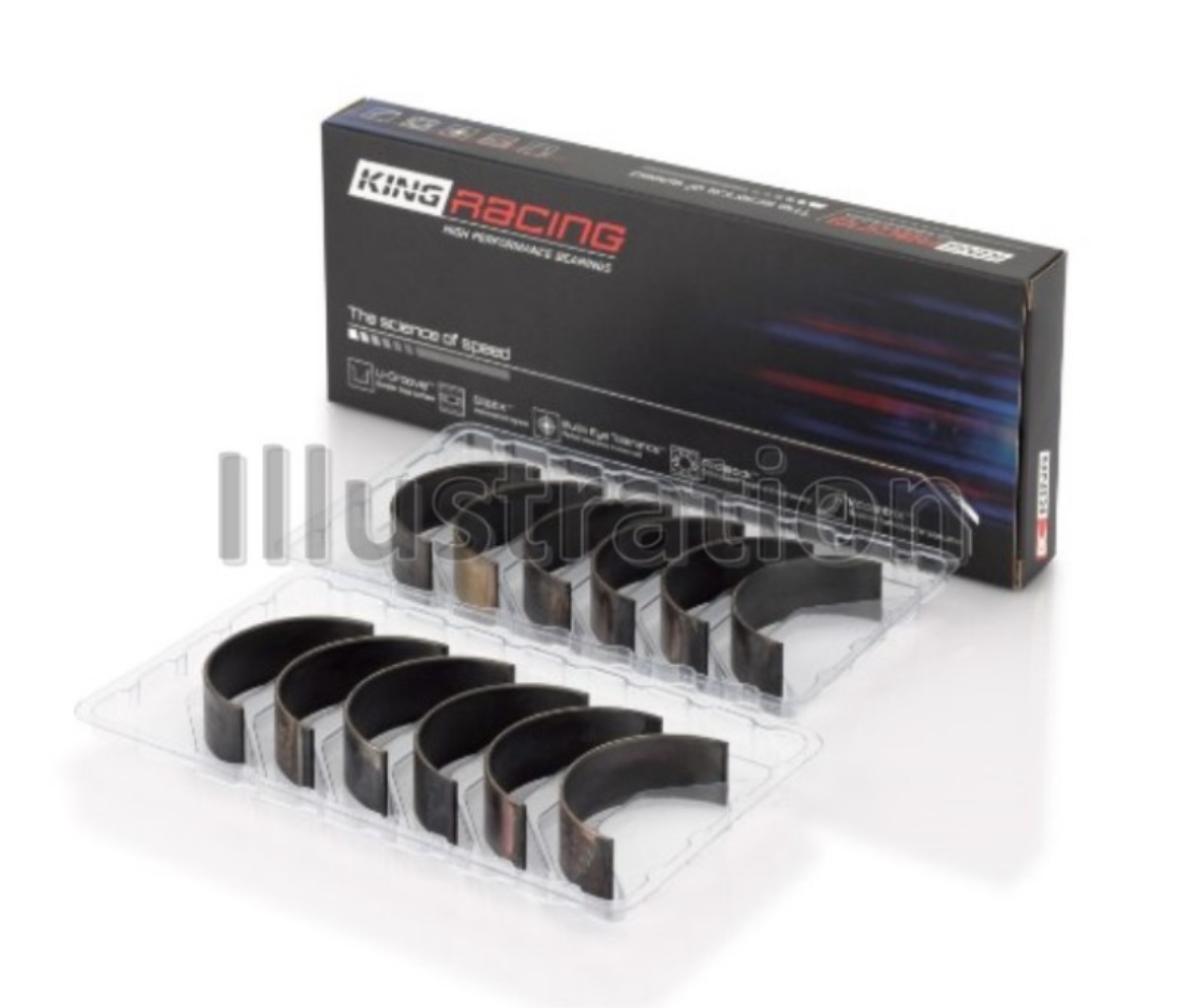 Picture of King Engine Bearings 09-15 Nissan GT-R VR38DETT Size STDX Tri-Metal Performance Rod Bearing Set