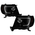 Picture of Spyder 05-11 Toyota Tacoma Ver 2 Proj Headlights - Light Bar DRL - Black Smoke PRO-YD-TT05V2-LB-BSM