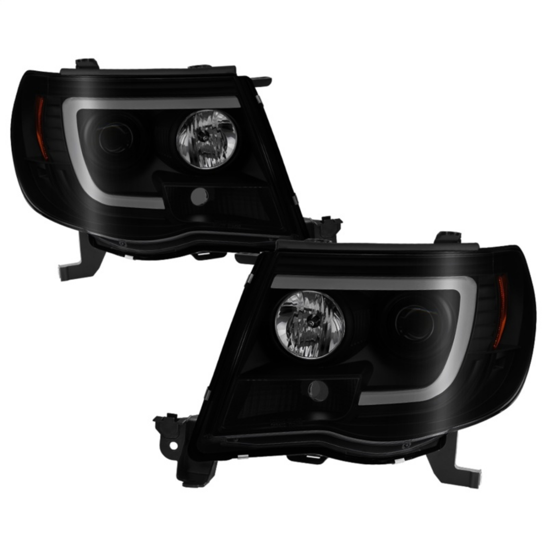 Picture of Spyder 05-11 Toyota Tacoma Ver 2 Proj Headlights - Light Bar DRL - Black Smoke PRO-YD-TT05V2-LB-BSM