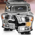 Picture of ANZO 15-17 Ford F-150 Proj Headlights w- Plank Style Design Chrome w- Amber Sequential Turn Signal