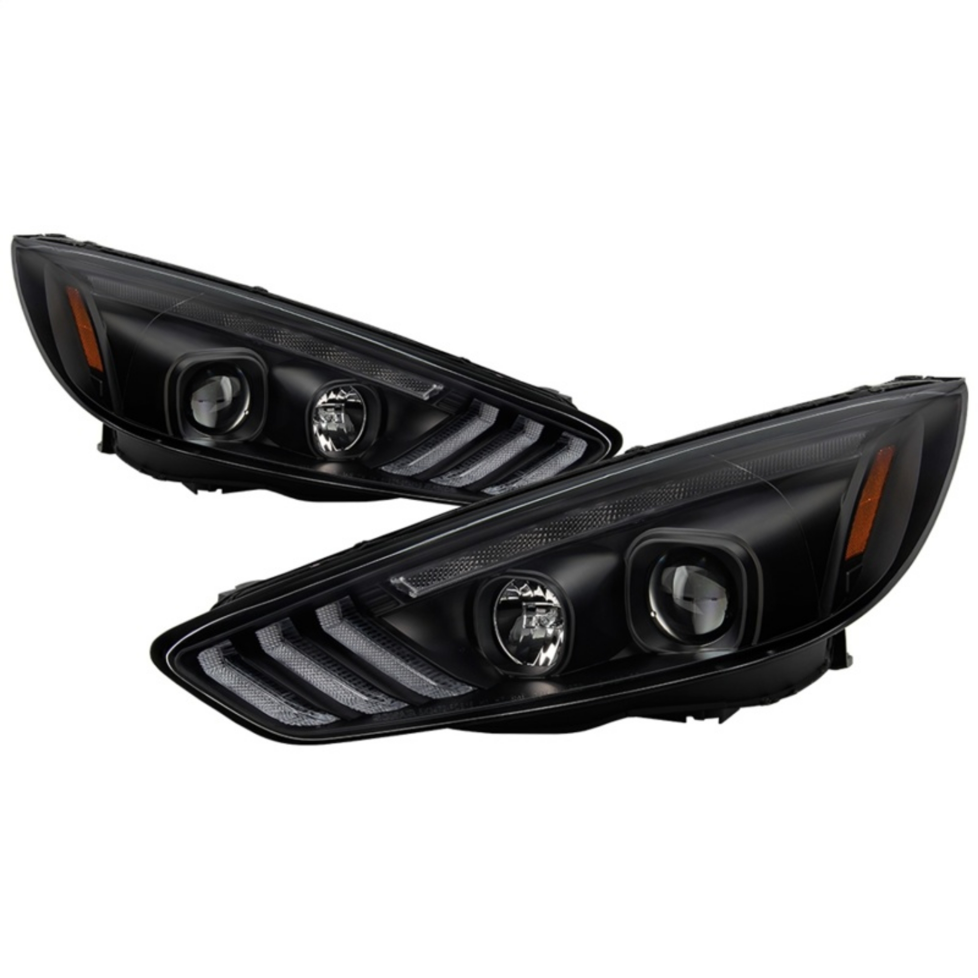 Picture of Spyder 15-18 Ford Focus Projector Headlights - Seq Turn Light Bar - Black PRO-YD-FF15-LBSEQ-BK