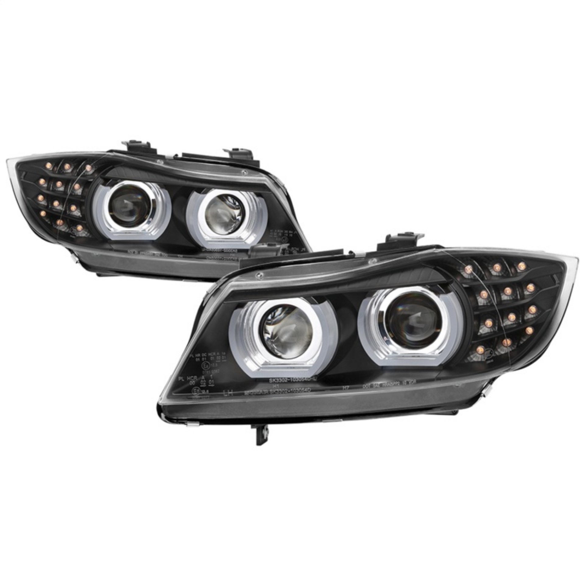 Picture of Spyder 09-12 BMW E90 3-Series 4DR Projector Headlights Halogen - LED - Black - PRO-YD-BMWE9009-BK