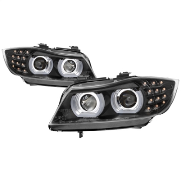 Picture of Spyder 09-12 BMW E90 3-Series 4DR Projector Headlights Halogen - LED - Black - PRO-YD-BMWE9009-BK