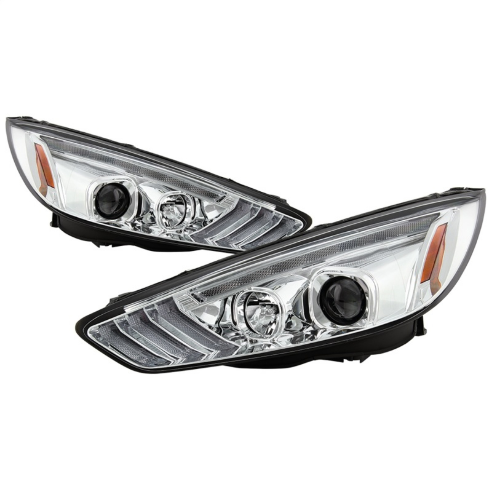 Picture of Spyder 15-18 Ford Focus Projector Headlights - Seq Turn Light Bar - Chrome PRO-YD-FF15-LBSEQ-C