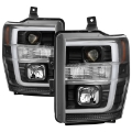 Picture of Spyder 08-10 Ford F-250 SD Projector Headlights V2-Switch Back Light Bar-Black PRO-YD-FS08V2-SBLB-BK