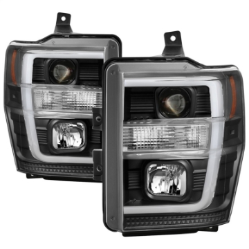 Picture of Spyder 08-10 Ford F-250 SD Projector Headlights V2-Switch Back Light Bar-Black PRO-YD-FS08V2-SBLB-BK