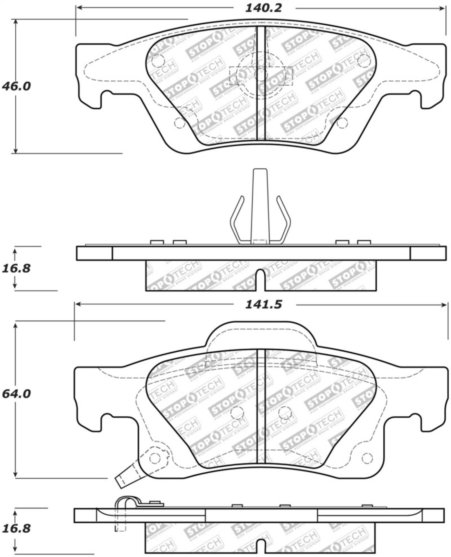 Picture of StopTech Street Select Brake Pads w-Hardware - Rear