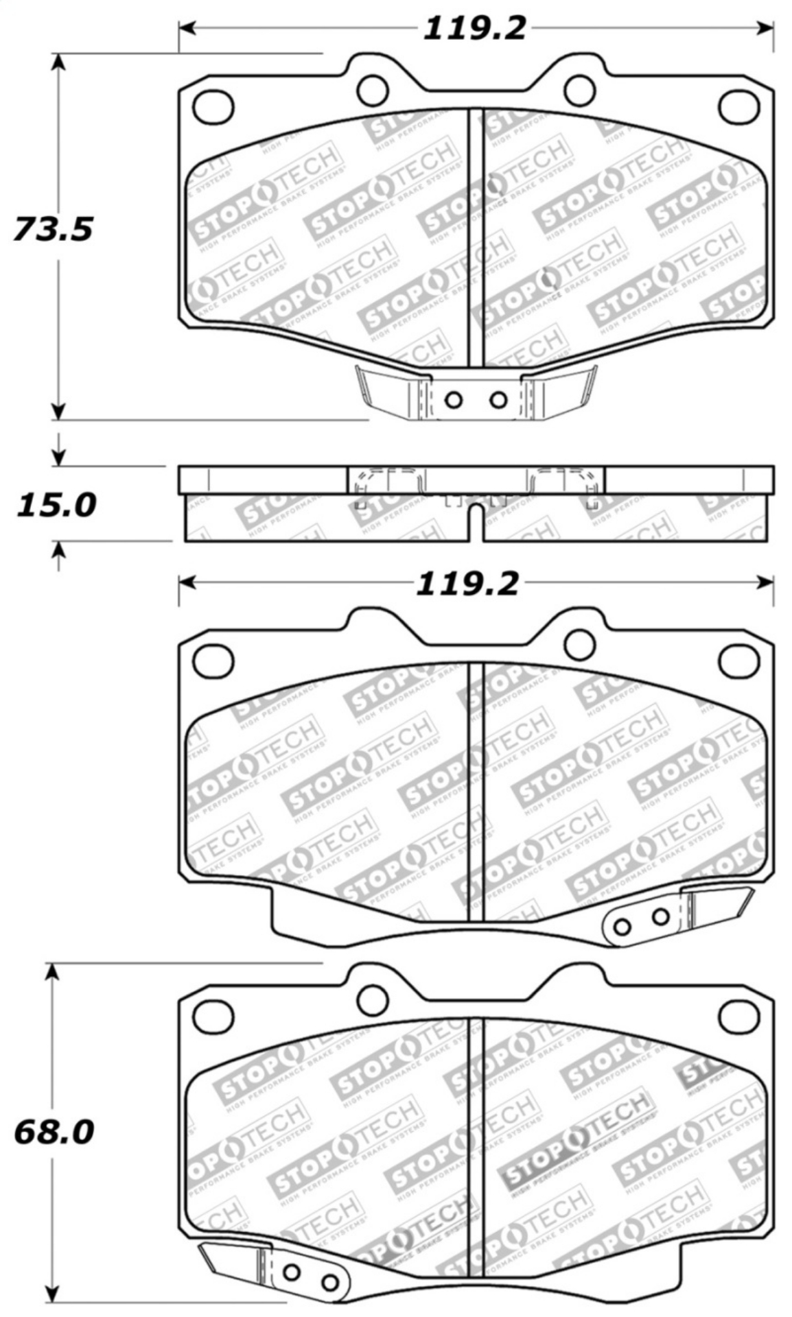 Picture of StopTech Sport Brake Pads w-Shims & Hardware - Front