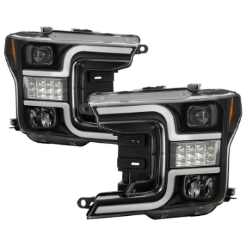 Picture of Spyder 18-19 Ford F-150 Proj Headlights - Halogen Model - LED Seq Turn - Blk PRO-YD-FF15018-LBSEQ-BK