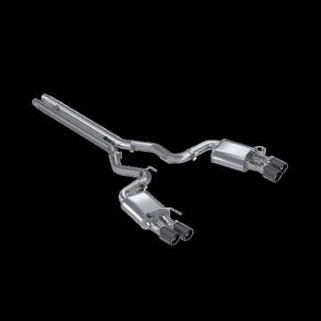 Picture of MBRP 18-20 Ford Mustang GT 5-0 w- Quad Tip Active Exhaust Cat Back Split Rear T304 w- Carb Fib Tips