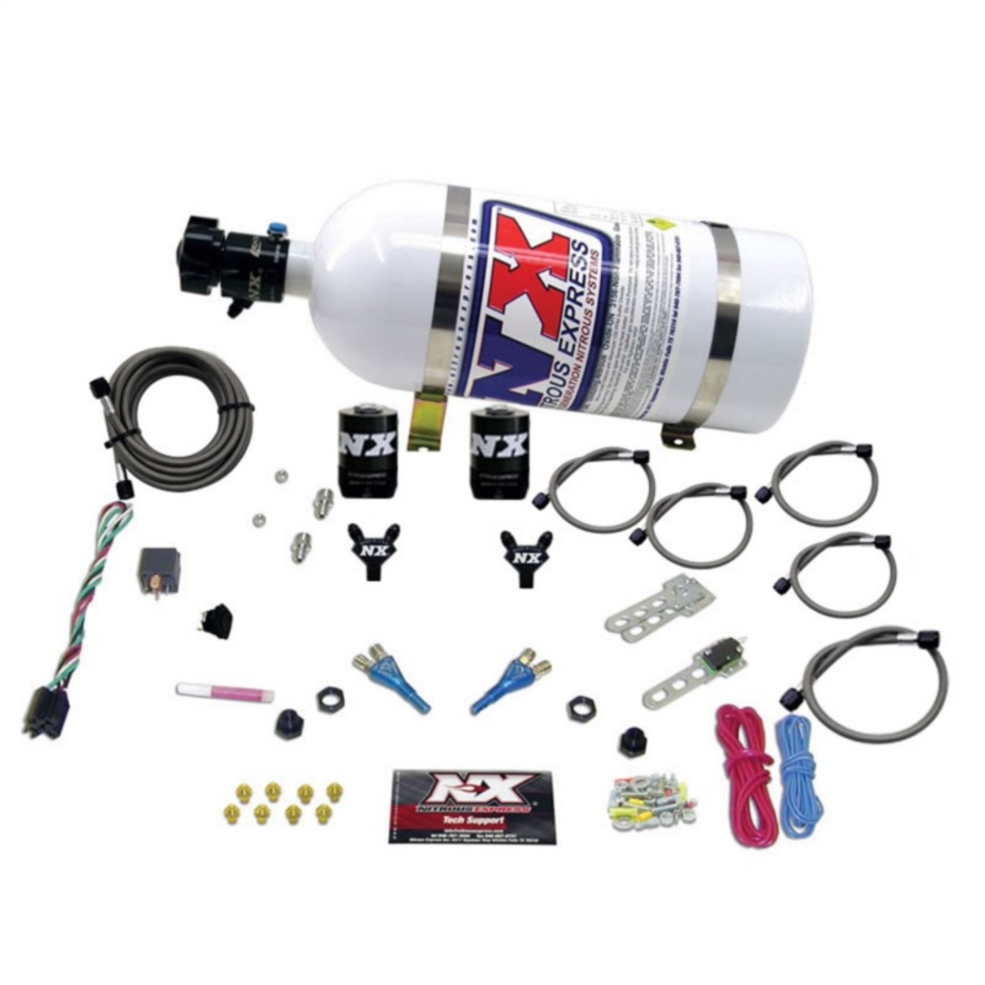 Picture of Nitrous Express 92-95 Dodge V8 TBI Dual Nozzle Nitrous Kit 50-125HP w-10lb Bottle