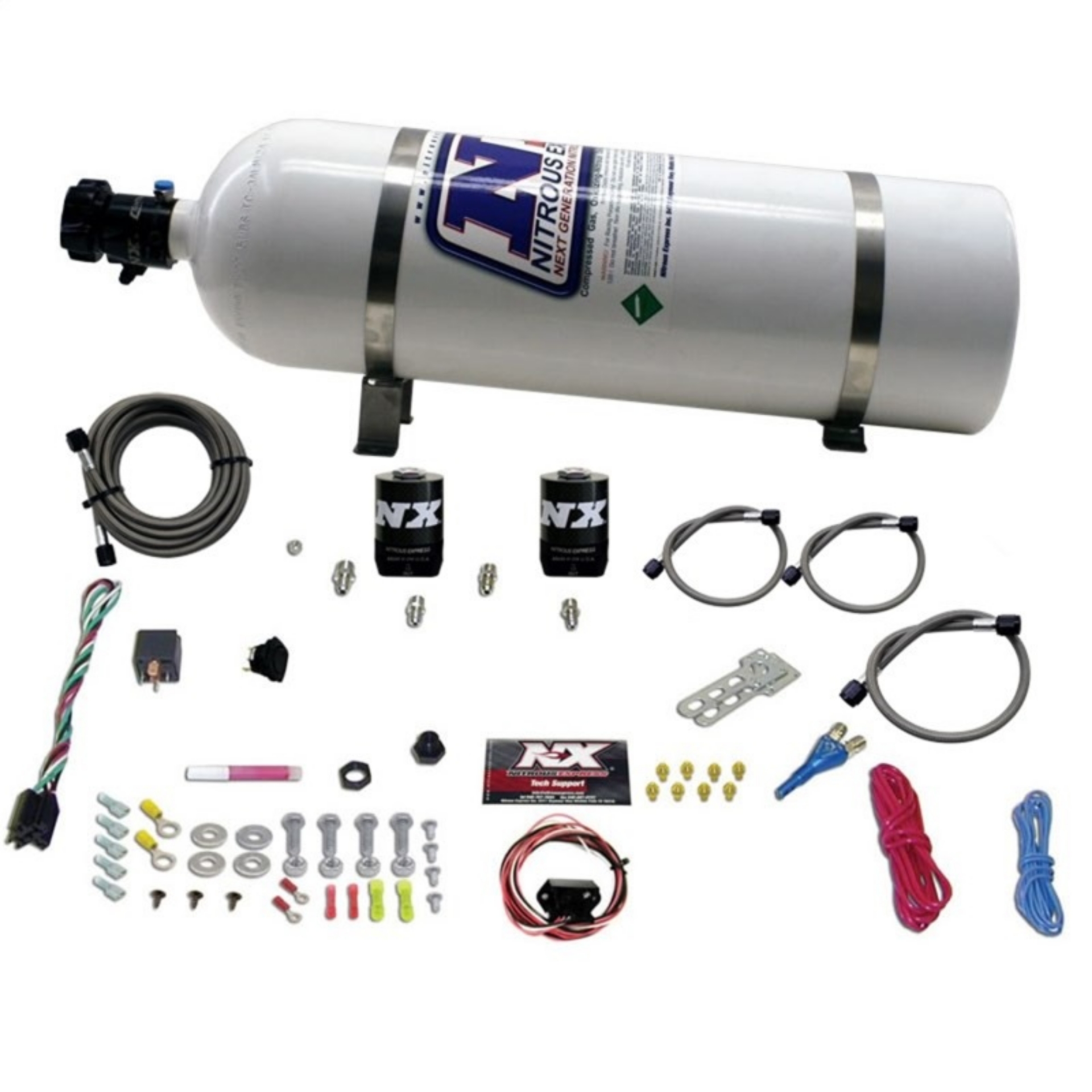 Picture of Nitrous Express Universal Fly By Wire Single Nozzle Nitrous Kit w-15lb Bottle Incl TPS Switch