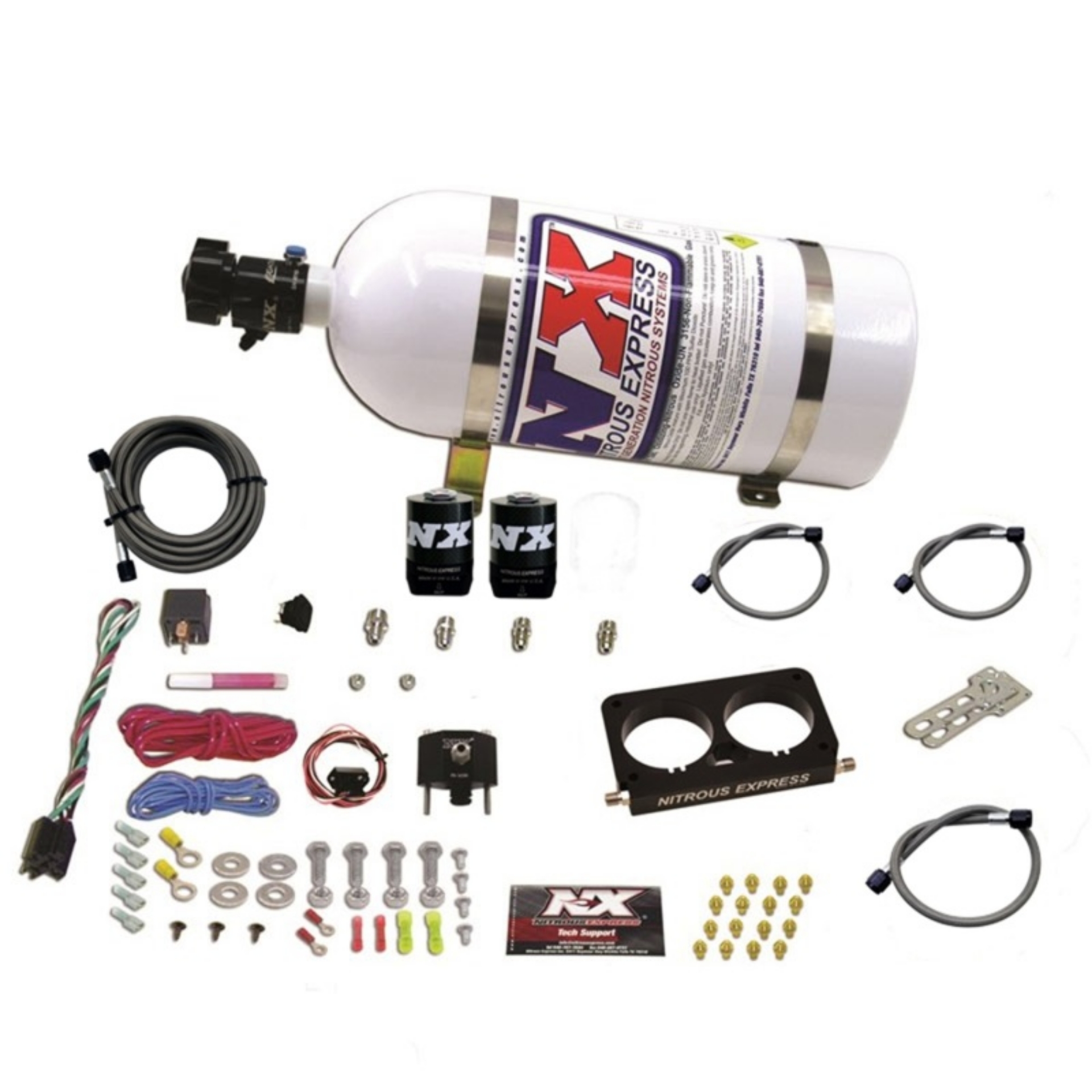 Picture of Nitrous Express 96-04 Ford Mustang Cobra 4 Valve Stock TB Nitrous Kit 50-300HP w-10lb Bottle