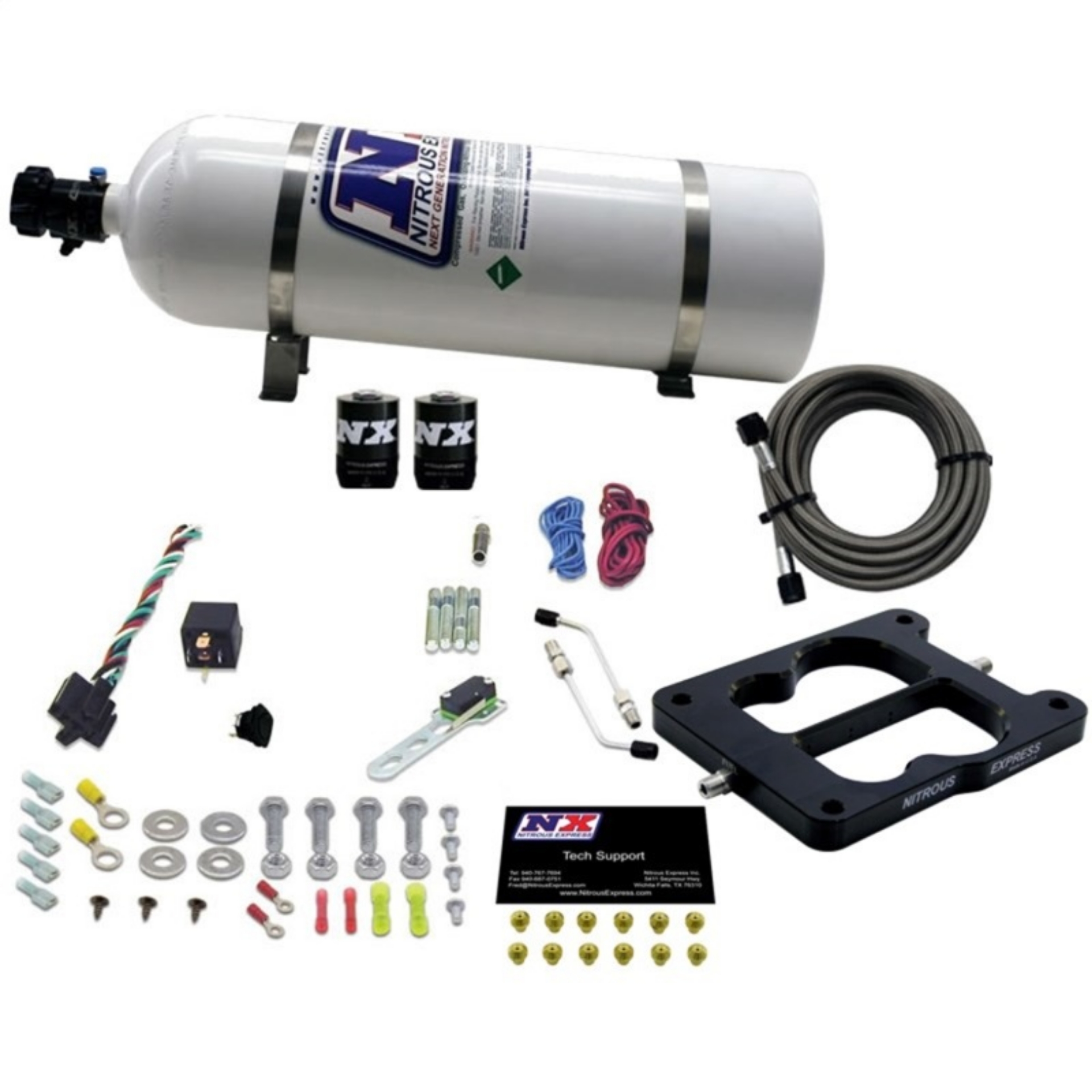 Picture of Nitrous Express Q-Jet-Holley Spread Bore Nitrous Kit 50-300HP w-15lb Bottle
