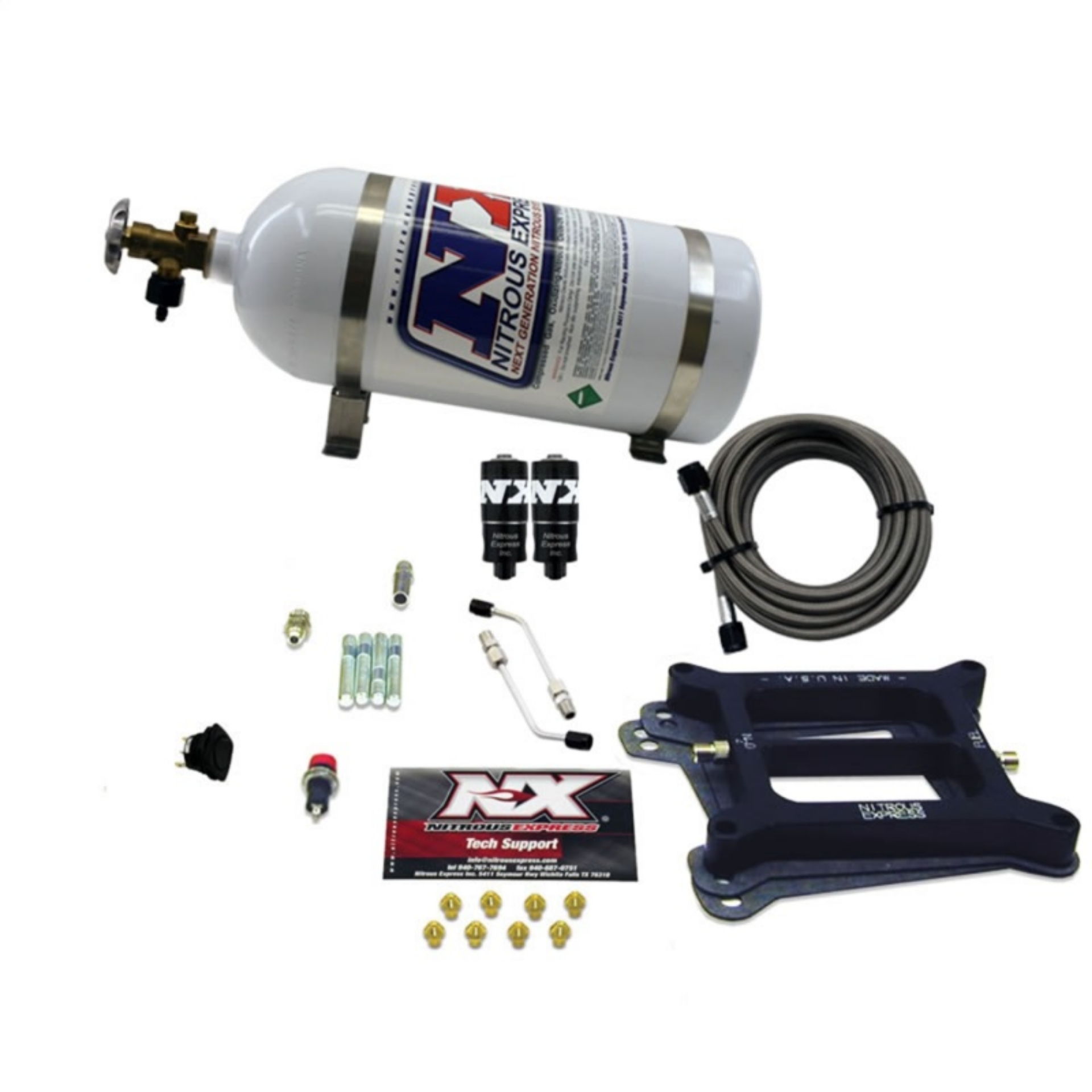 Picture of Nitrous Express 4150 Hitman 4-BBL Nitrous Kit 100-200HP w-10lb Bottle