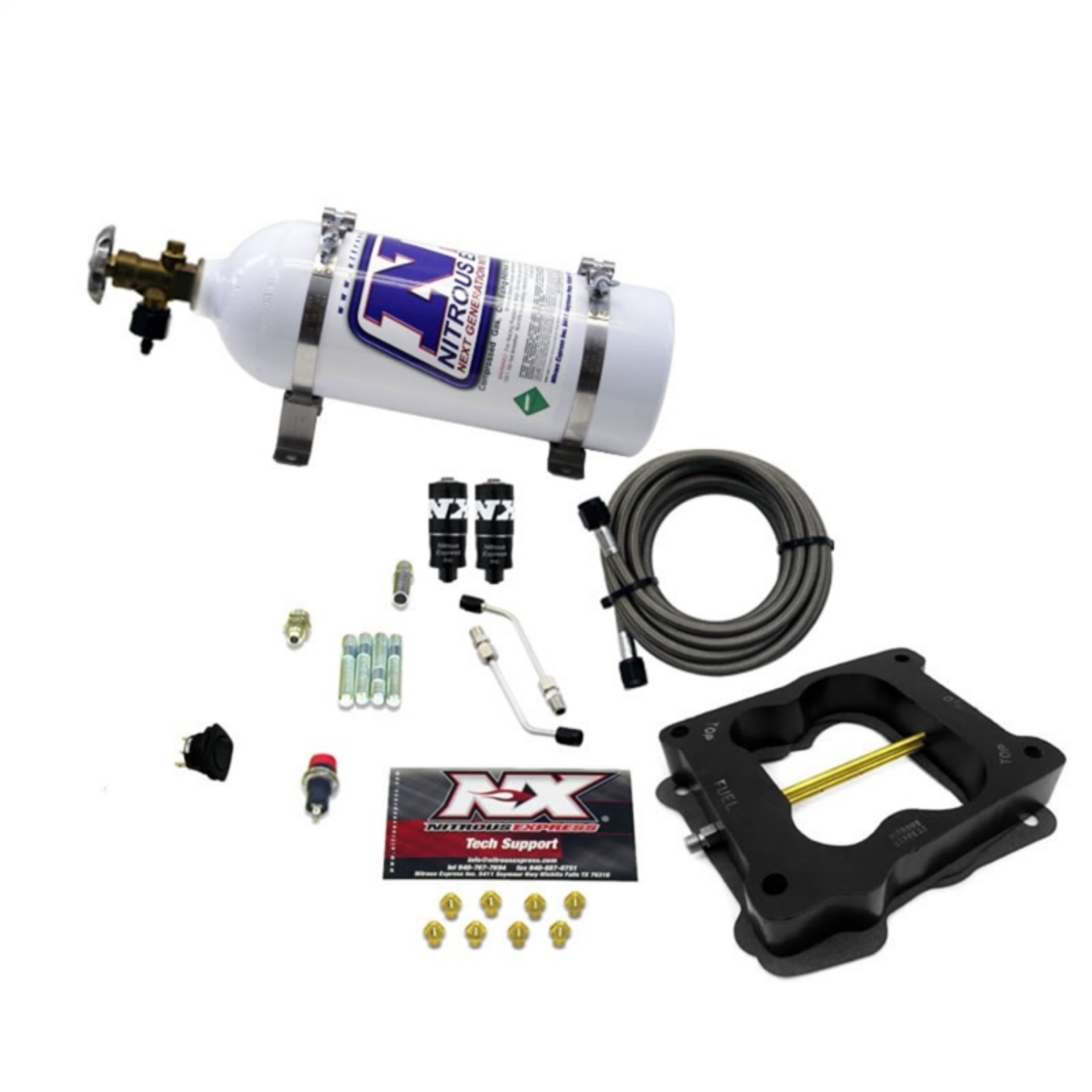 Picture of Nitrous Express Q-Jet-Holley Spread Bore Hitman Nitrous Kit 100-150-200HP w-5lb Bottle