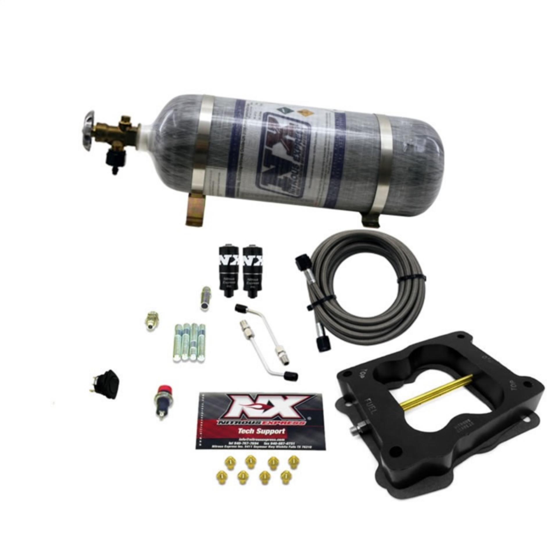 Picture of Nitrous Express Q-Jet-Holley Spread Bore Hitman Nitrous Kit 100-150-200HP w-Composite Bottle