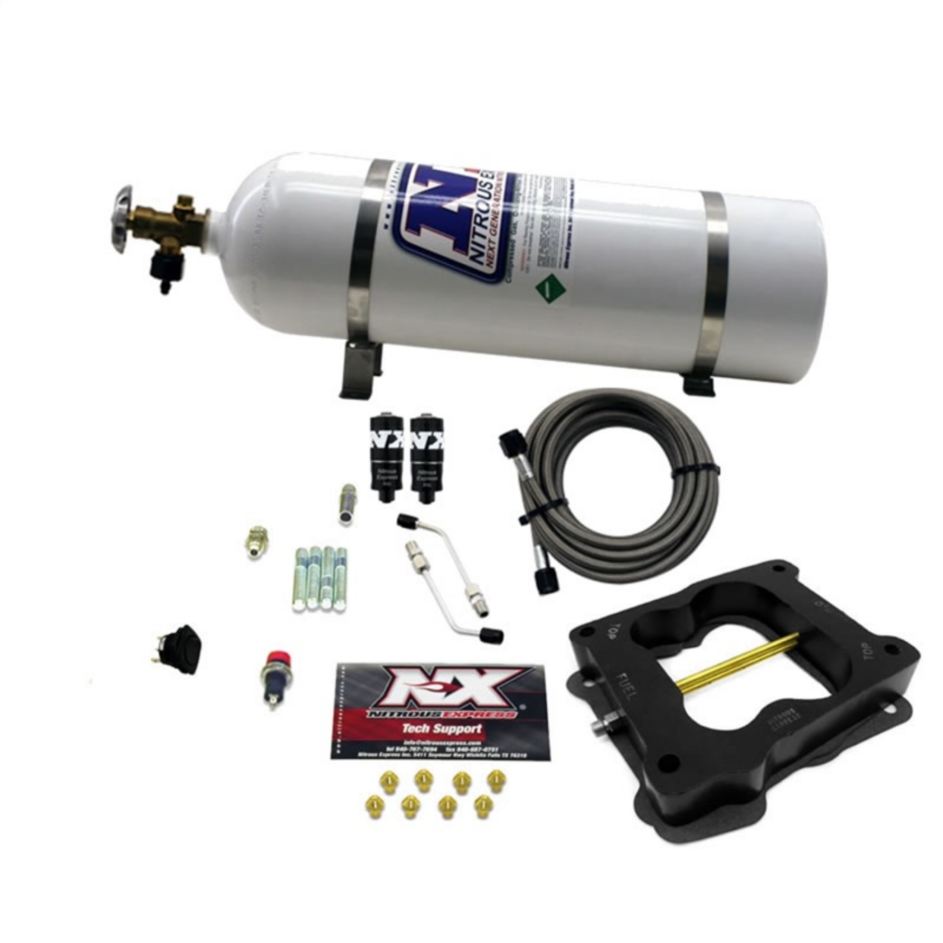 Picture of Nitrous Express Q-Jet-Holley Spread Bore Hitman Nitrous Kit 100-150-200HP w-15lb Bottle