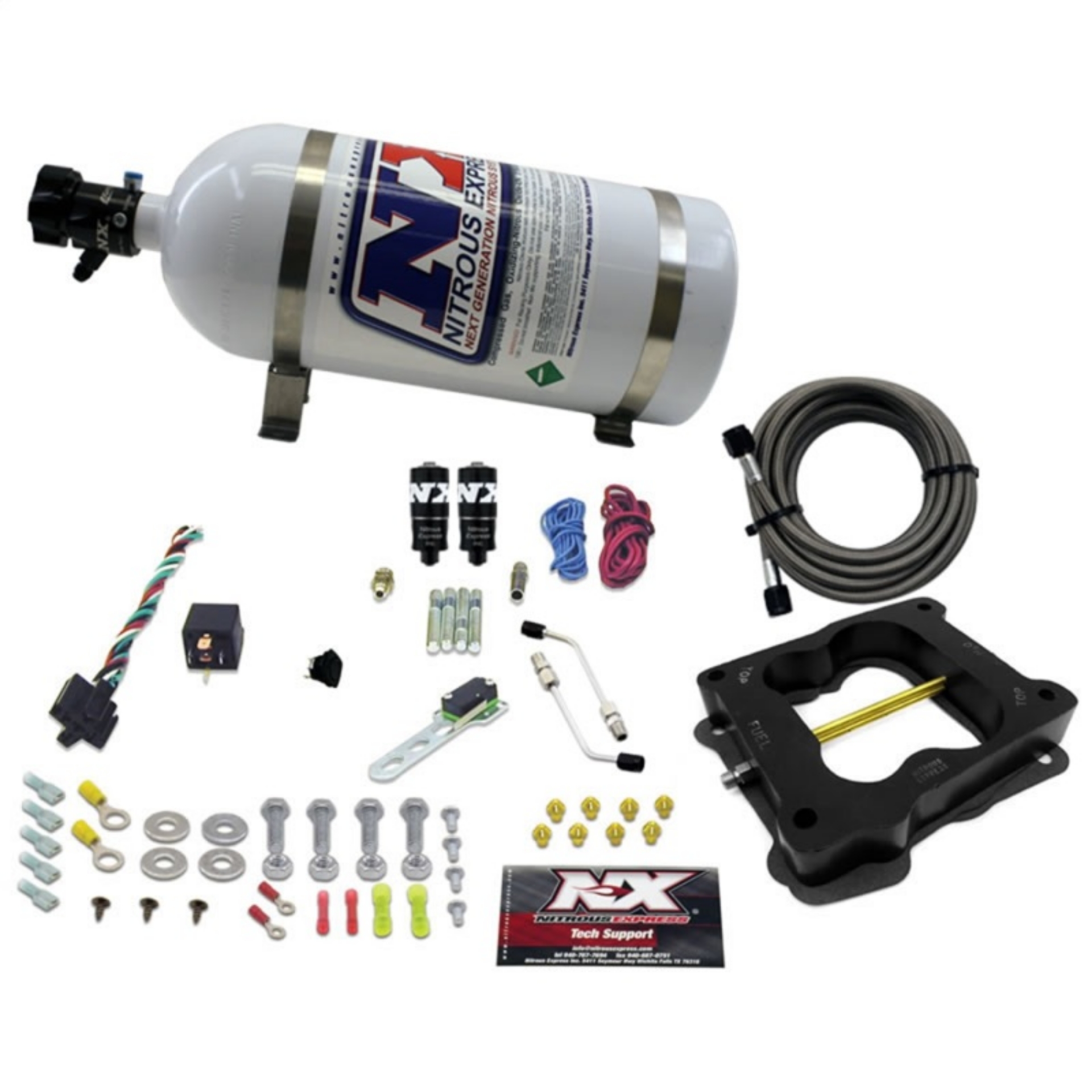 Picture of Nitrous Express Q-Jet-Holley Spread Bore Hitman Plus Nitrous Kit 50-200HP w-10lb Bottle
