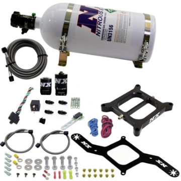 Picture of Nitrous Express 4150 RNC Conventional Nitrous Plate Kit w--375in Solenoid w-10lb Bottle