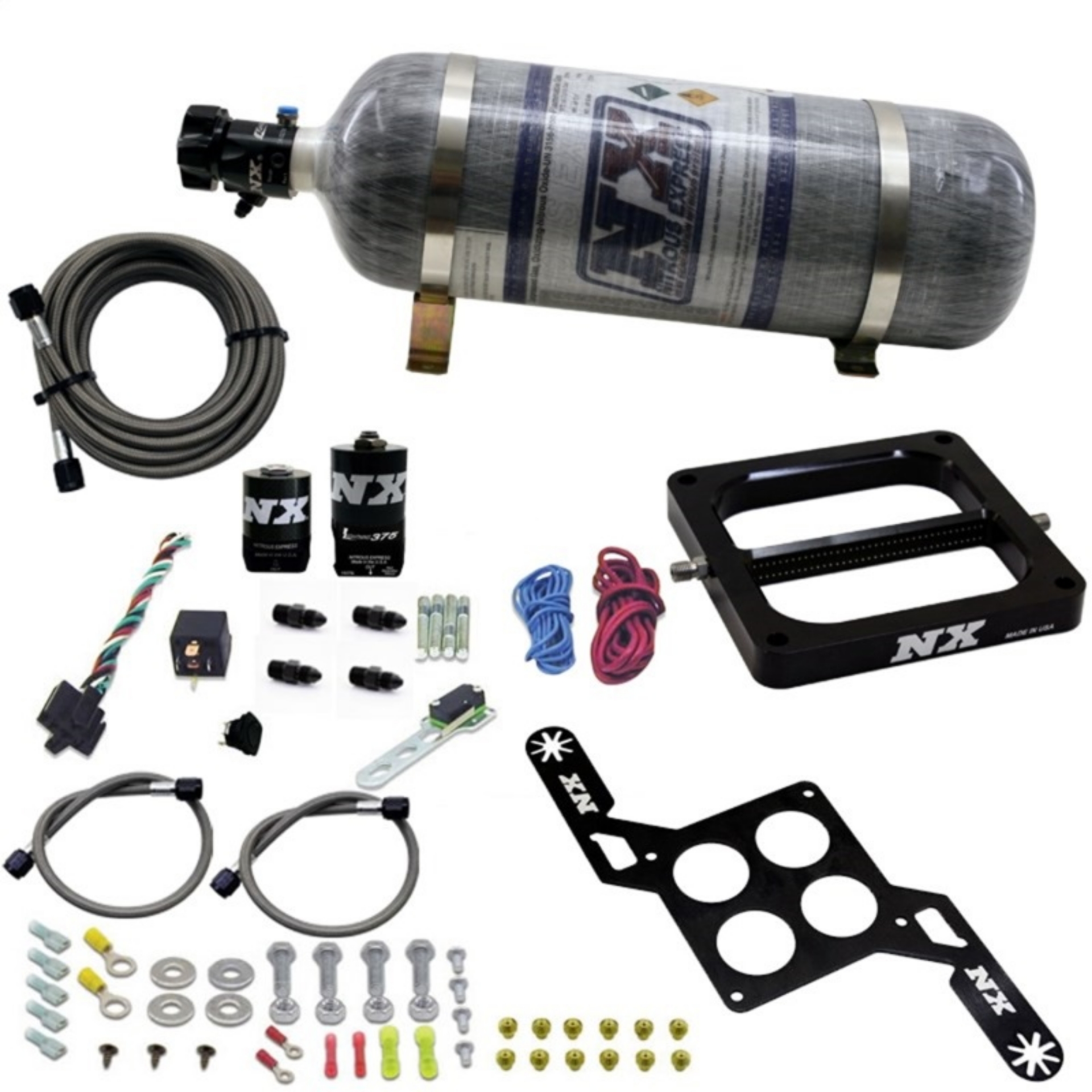 Picture of Nitrous Express 4500 RNC Conventional Nitrous Plate Kit w--375in Solenoid w-12lb Bottle