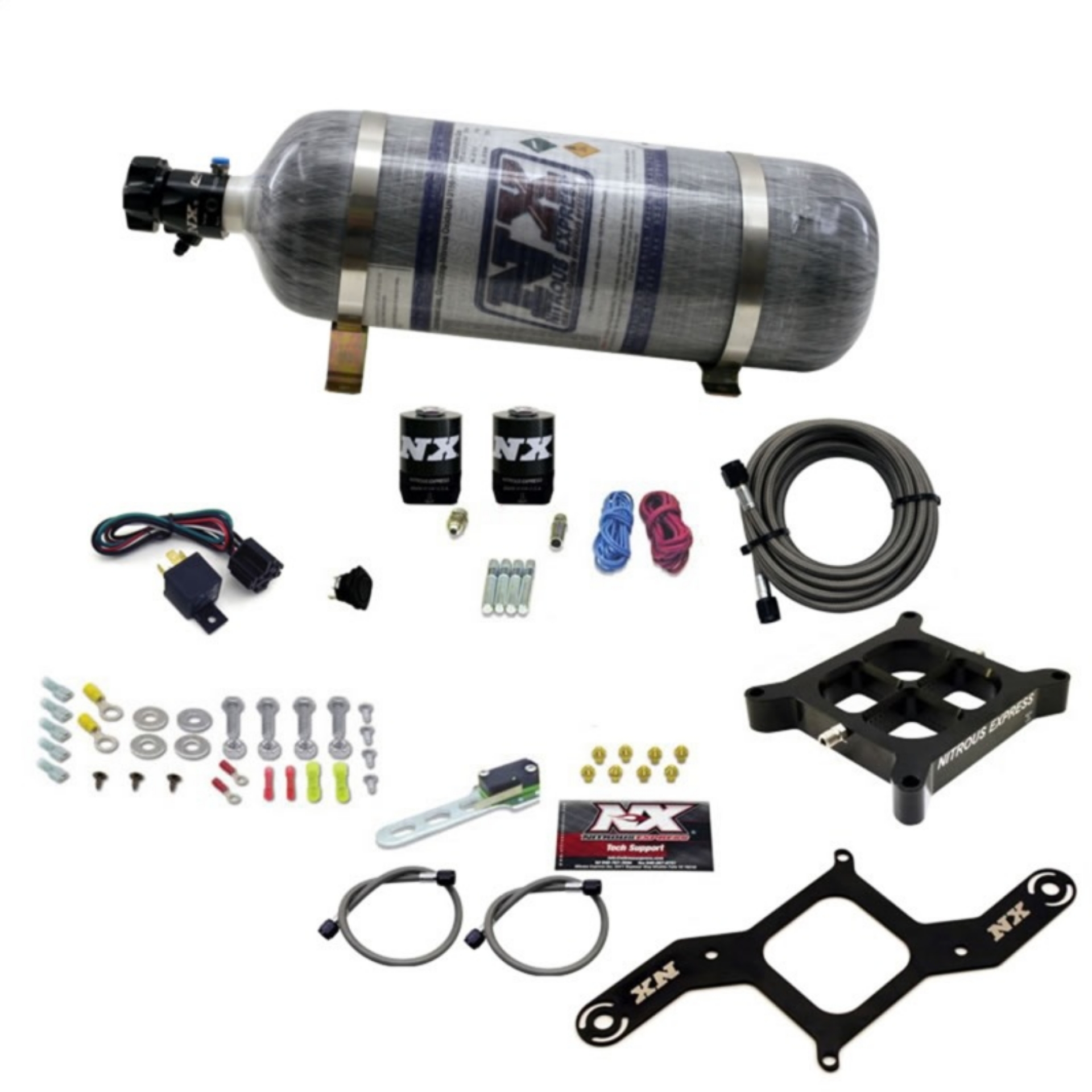 Picture of Nitrous Express 4150 Single Entry Billet Crossbar Nitrous Plate Kit 50-300HP w-Composite Bottle